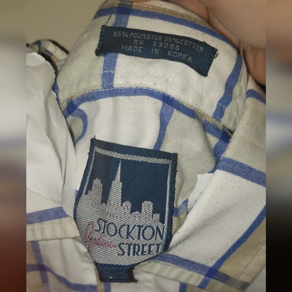 Men's Casual Button Down Shirt - Blue and White